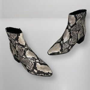 MARC FISHER Womens Beige Snake Print Cushioned Comfort Tammea Boots